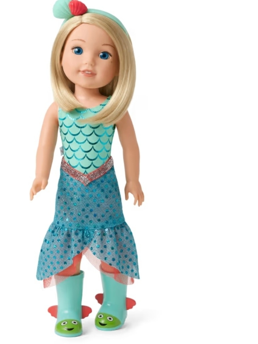 American Girl Blonde Doll in Aqua Mermaid Outfit with Coral Accents